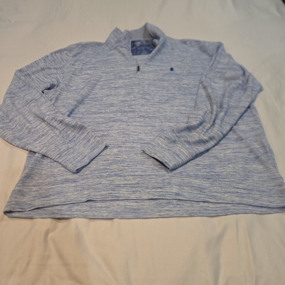 Izod Saltwater Pullover Men 2XL Blue Space Dye Quarter Zip Relaxed 45PK138413